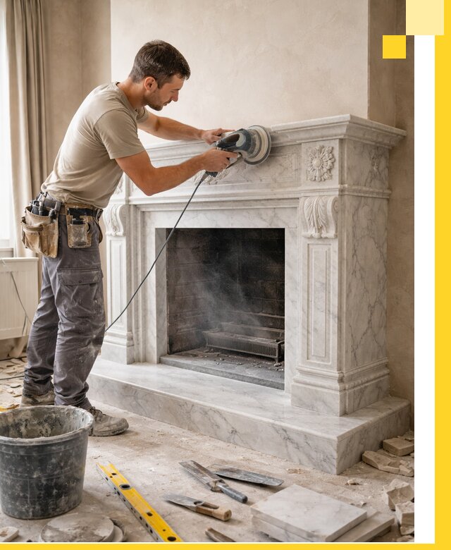 Изготовление и установка мраморных каминов в Омске под ключ