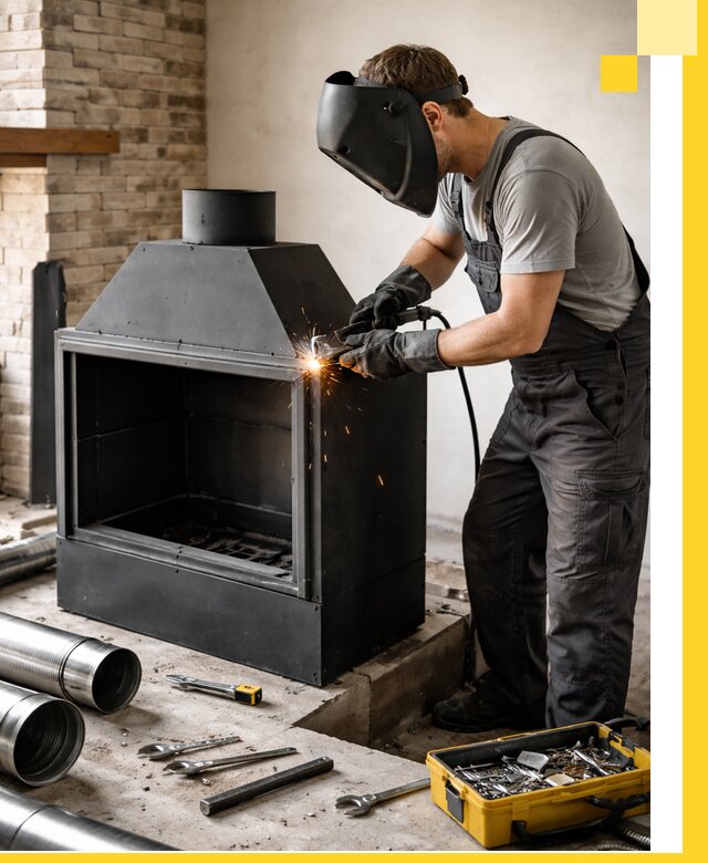 Продажа и установка металлических каминов в Омске под ключ