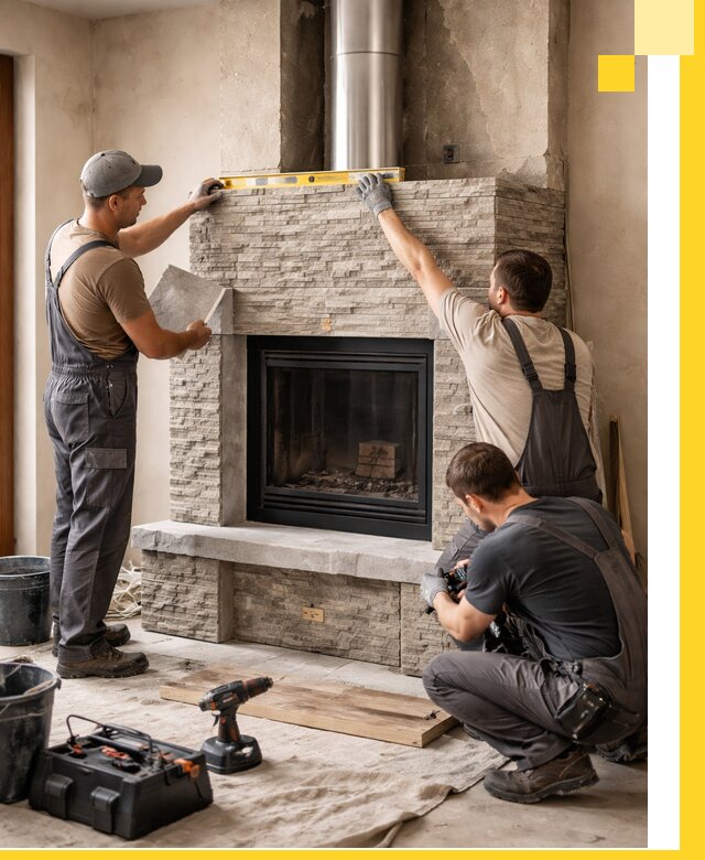 Профессиональный монтаж каминов под ключ в Омске для дома