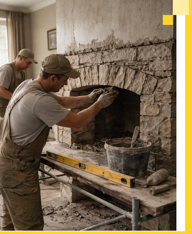 Изготовление каминов под ключ в Омске, монтаж и отделка