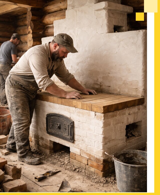 Проектирование и установка русской печи с лежанкой в Омске