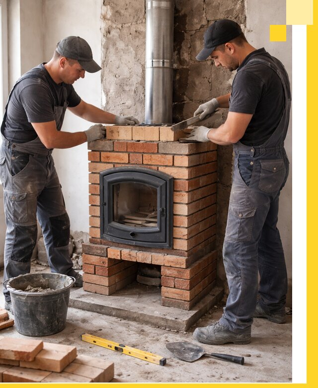 Монтаж печи камина под ключ в Омске с гарантией и пусконаладкой