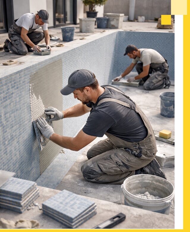 Облицовка бассейнов в Омске плитка мозаика гидроизоляция