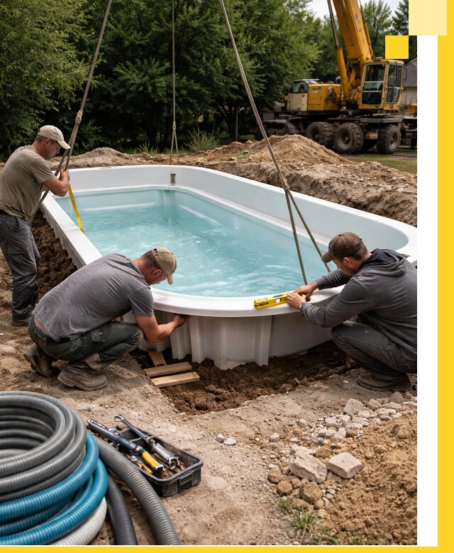 Установка и монтаж композитных бассейнов под ключ в Омске