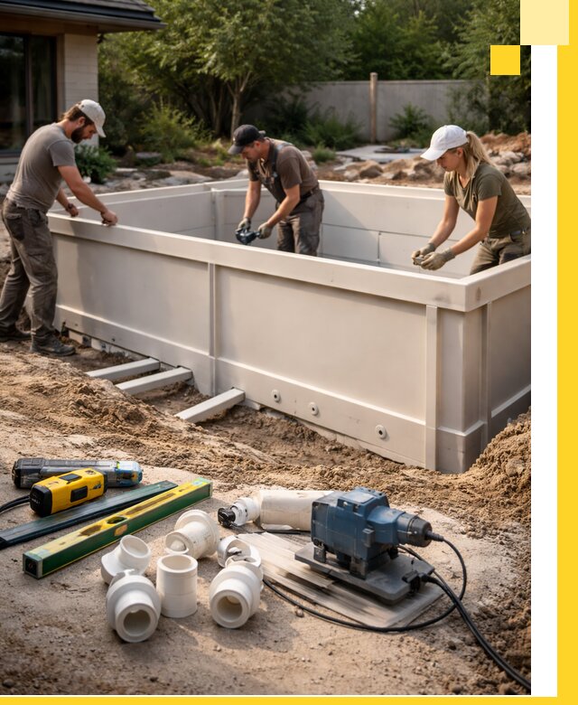 Установка полипропиленовых бассейнов под ключ в Омске