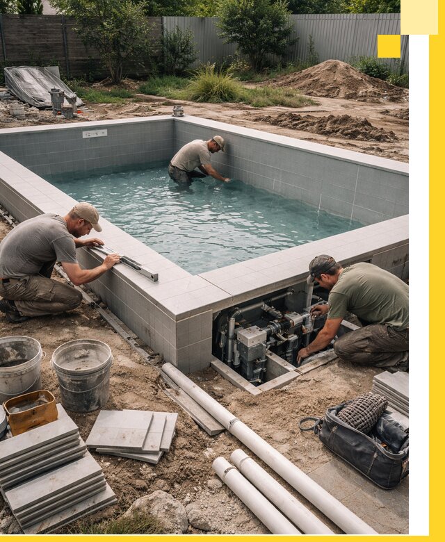 Строительство и монтаж бассейнов для дачи под ключ в Омске