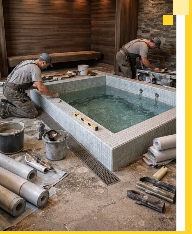 Установка и строительство бассейнов для сауны в Омске