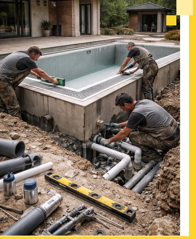 Строительство переливных бассейнов в Омске под ключ