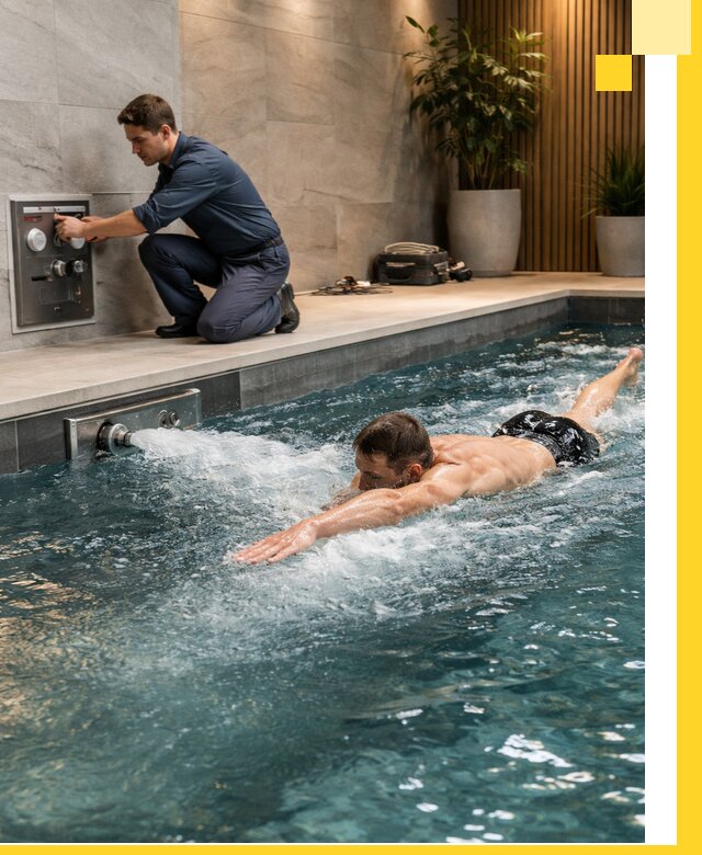 Проектирование и монтаж бассейнов с противотоком в Омске