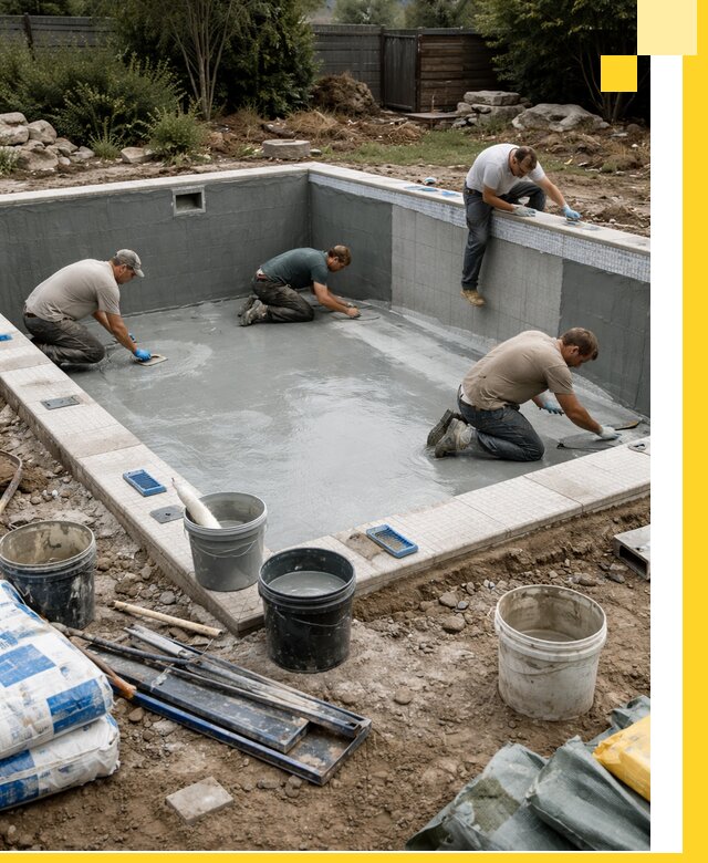 Изготовление и монтаж чаши бассейна под ключ в Омске