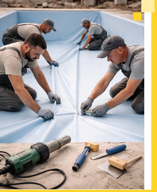 ПВХ пленка для бассейнов с монтажом и гарантией в Омске