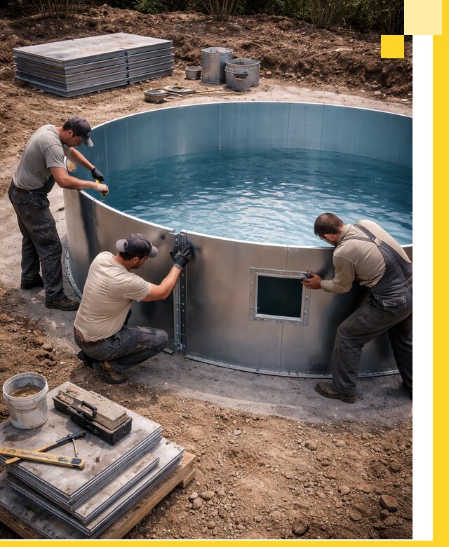 Круглые бассейны под ключ в Омске проектирование и монтаж