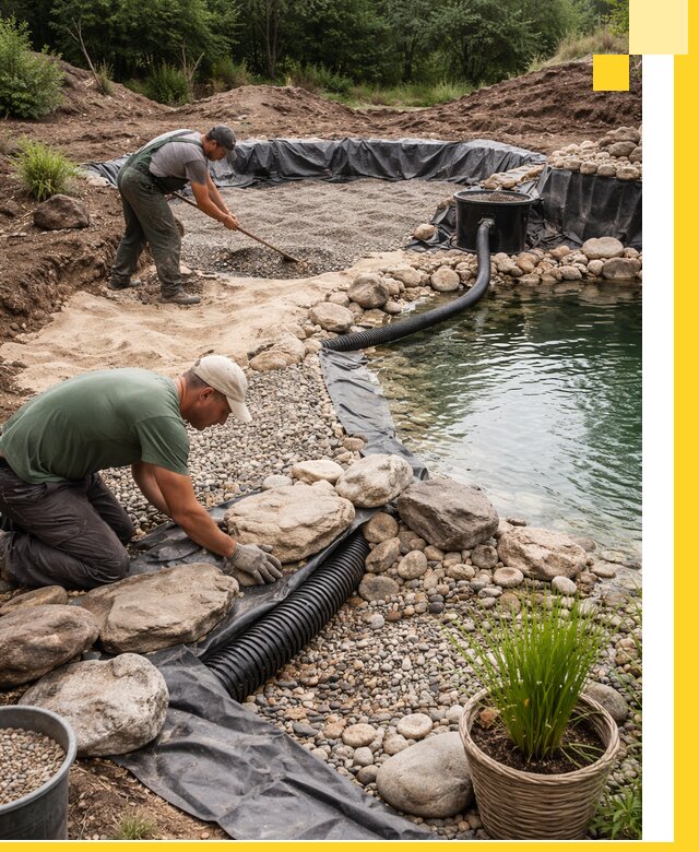 Строительство природных бассейнов и озер в Омске под ключ