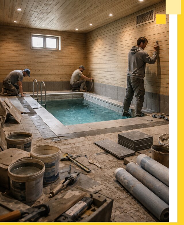 Строительство бани с бассейном и сауной под ключ в Омске