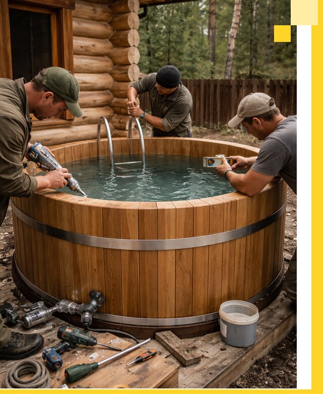 Строительство бань с купелью под ключ и отделкой в Омске