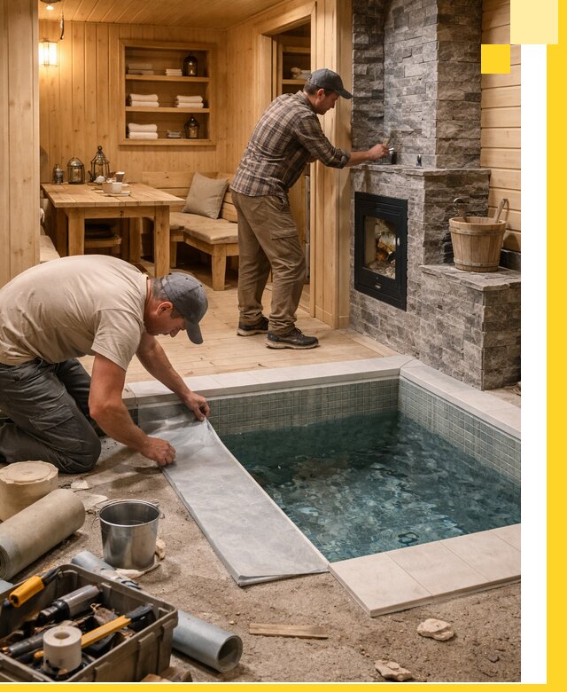 Строительство бань с комнатой отдыха под ключ в Омске