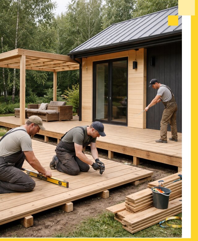 Строительство бань с террасой и бассейном под ключ в Омске