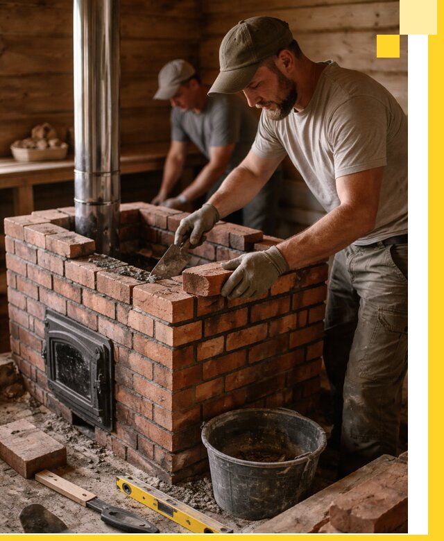 Кирпичные печи для бани под ключ в Омске, проект и монтаж