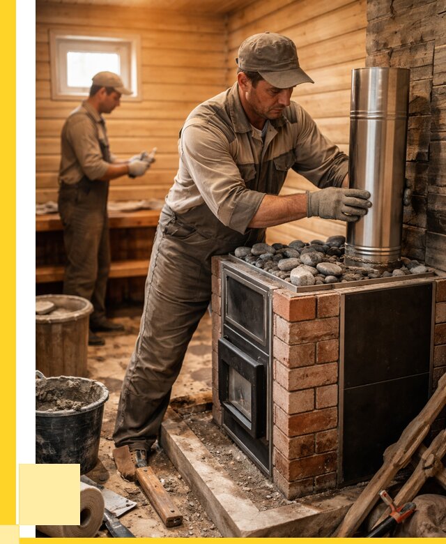 Монтаж печи в бане под ключ в Омске от 20738 р. | ЭриданОмс