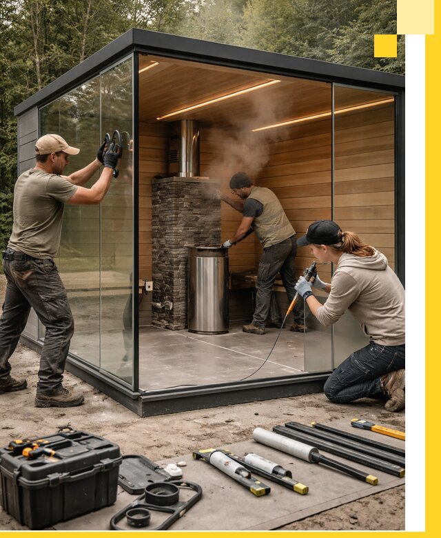 Проектирование и строительство стеклянных бань в Омске