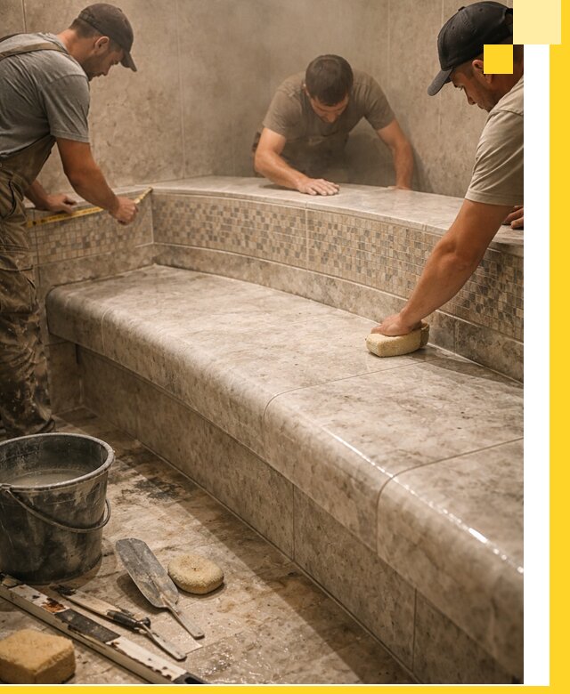 Изготовление и установка сидений для хамама в Омске