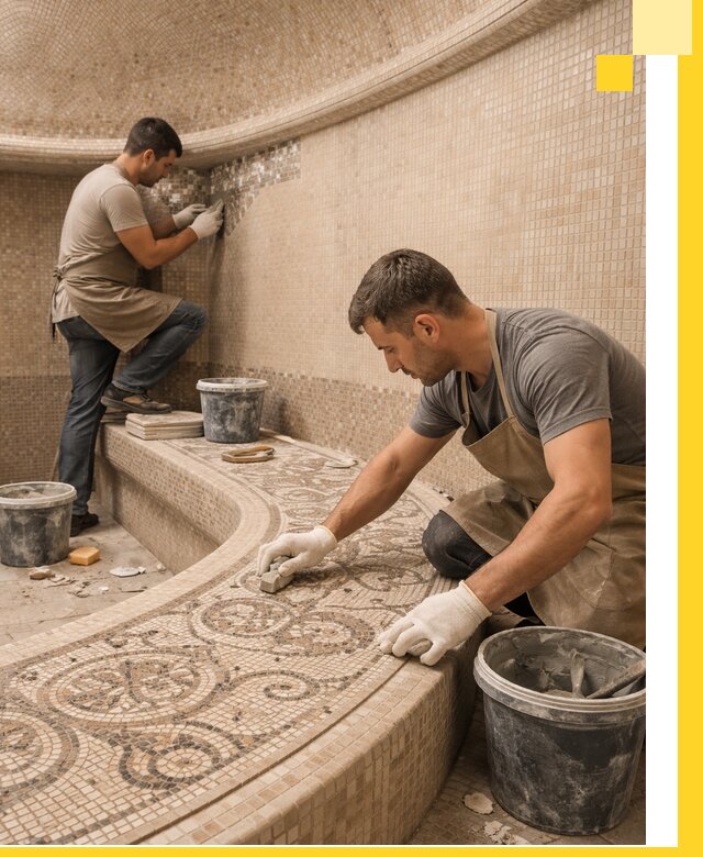 Плитка для хамама в Омске, укладка, подбор и поставка