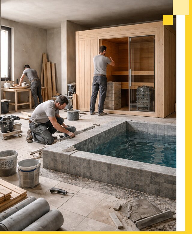 SPA зоны под ключ с бассейном сауной и печью в Омске